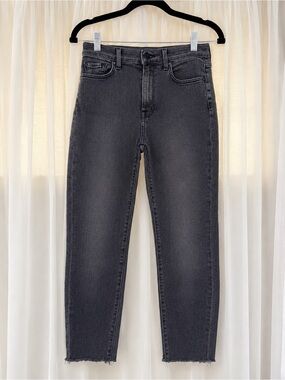 7 For All Mankind Women's Charcoal Slim Straight Jeans - Washed Black